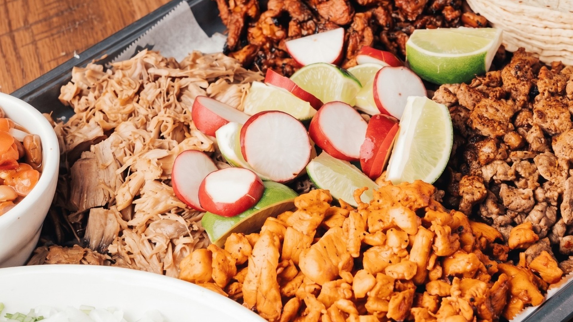 An abundant Mexican catering spread ready for a crowd